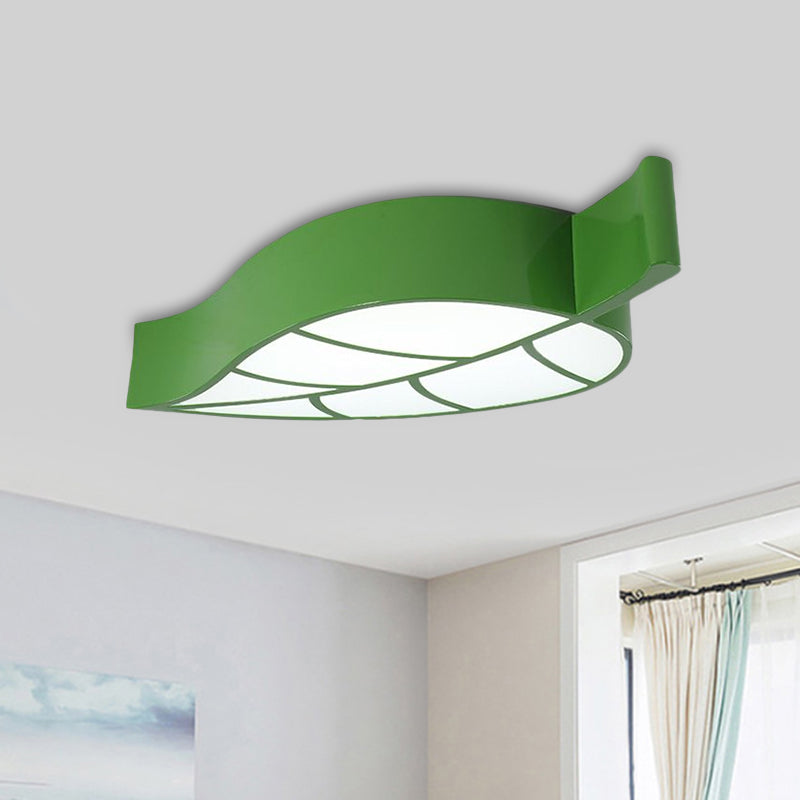 Leaf-Shaped Sleeping Room Flush Lighting Acrylic LED Kids Close to Ceiling Lamp in Red/Yellow/Blue Green Clearhalo 'Ceiling Lights' 'Close To Ceiling Lights' 'Close to ceiling' 'Flush mount' Lighting' 1907807