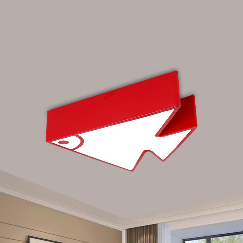 Fish Ceiling Mounted Lamp Children Acrylic LED Kindergarten Flush Light Fixture in Red/Green/Blue Red Clearhalo 'Ceiling Lights' 'Close To Ceiling Lights' 'Close to ceiling' 'Flush mount' Lighting' 1907815