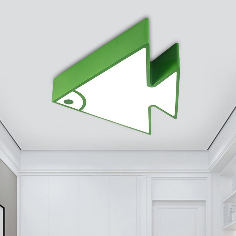 Fish Ceiling Mounted Lamp Children Acrylic LED Kindergarten Flush Light Fixture in Red/Green/Blue Green Clearhalo 'Ceiling Lights' 'Close To Ceiling Lights' 'Close to ceiling' 'Flush mount' Lighting' 1907819