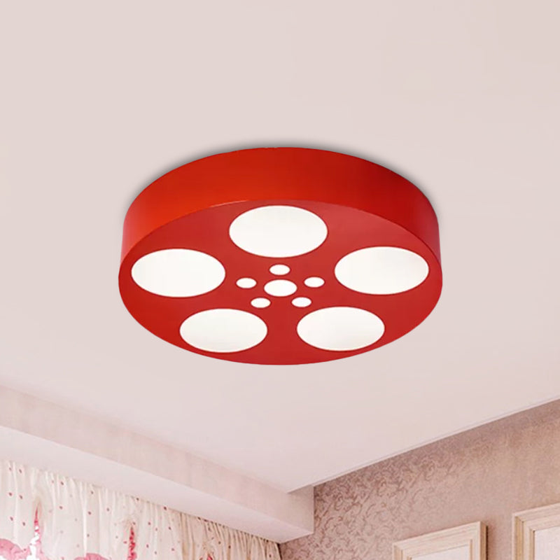 Rounded Nursery Room Flush Light Fixture Acrylic LED Kids Flush Mount Lighting in Red/Yellow/Blue Red Clearhalo 'Ceiling Lights' 'Close To Ceiling Lights' 'Close to ceiling' 'Flush mount' Lighting' 1907831