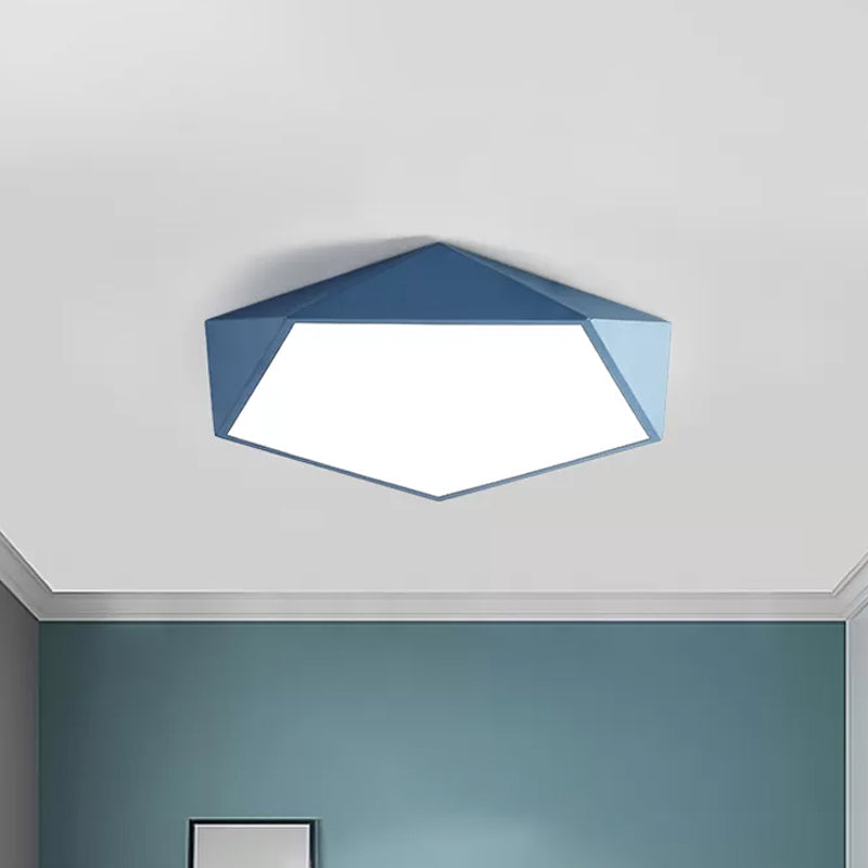 Pentagon Flushmount Lighting Children Acrylic Red/Yellow/Blue LED Flush Ceiling Light Fixture Blue Clearhalo 'Ceiling Lights' 'Close To Ceiling Lights' 'Close to ceiling' 'Flush mount' Lighting' 1907839