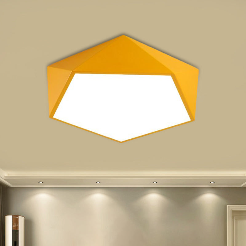 Pentagon Flushmount Lighting Children Acrylic Red/Yellow/Blue LED Flush Ceiling Light Fixture Yellow Clearhalo 'Ceiling Lights' 'Close To Ceiling Lights' 'Close to ceiling' 'Flush mount' Lighting' 1907843