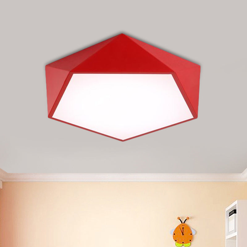 Pentagon Flushmount Lighting Children Acrylic Red/Yellow/Blue LED Flush Ceiling Light Fixture Red Clearhalo 'Ceiling Lights' 'Close To Ceiling Lights' 'Close to ceiling' 'Flush mount' Lighting' 1907847