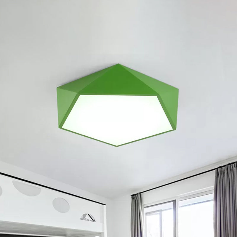 Pentagon Flushmount Lighting Children Acrylic Red/Yellow/Blue LED Flush Ceiling Light Fixture Green Clearhalo 'Ceiling Lights' 'Close To Ceiling Lights' 'Close to ceiling' 'Flush mount' Lighting' 1907851