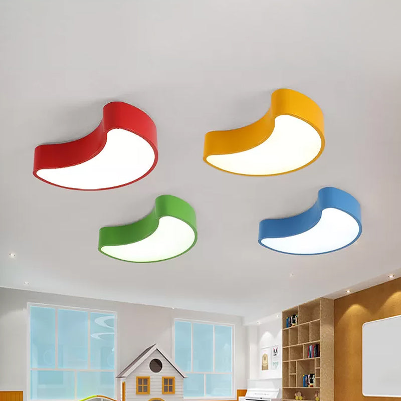 White/Red/Yellow Semi-Moon Ceiling Fixture Kids LED Acrylic Flush Mount Recessed Lighting for Leisure Area Clearhalo 'Ceiling Lights' 'Close To Ceiling Lights' 'Close to ceiling' 'Flush mount' Lighting' 1907860