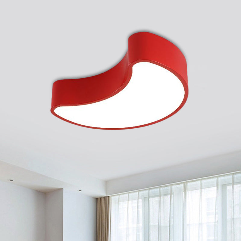 White/Red/Yellow Semi-Moon Ceiling Fixture Kids LED Acrylic Flush Mount Recessed Lighting for Leisure Area Clearhalo 'Ceiling Lights' 'Close To Ceiling Lights' 'Close to ceiling' 'Flush mount' Lighting' 1907864