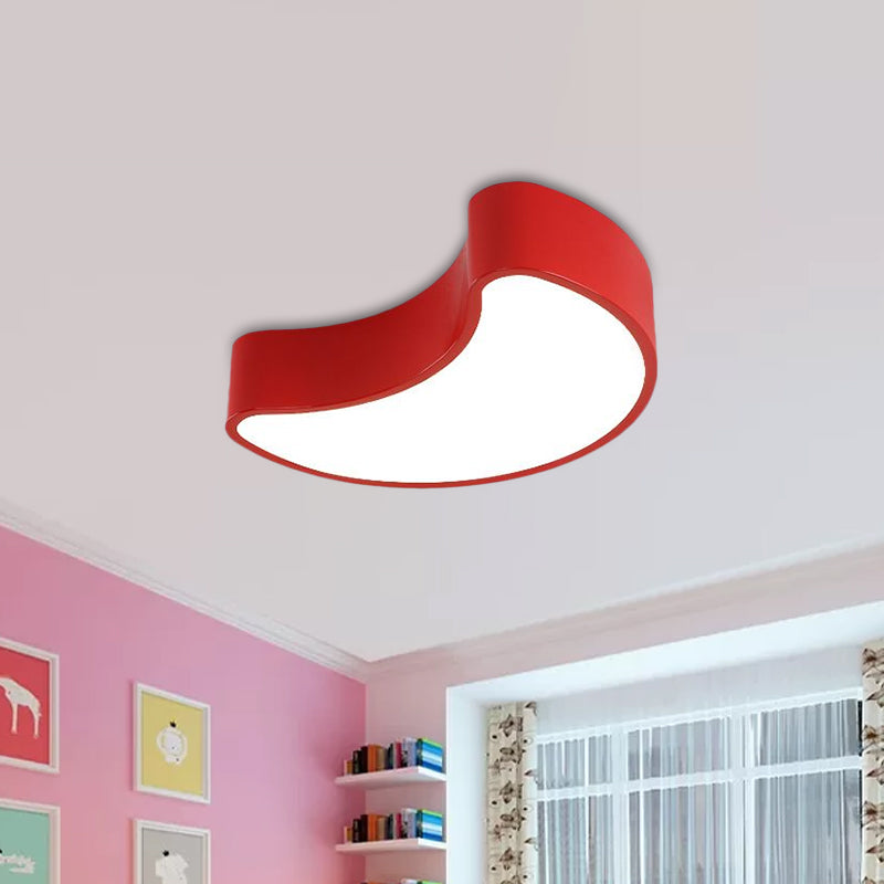 White/Red/Yellow Semi-Moon Ceiling Fixture Kids LED Acrylic Flush Mount Recessed Lighting for Leisure Area Clearhalo 'Ceiling Lights' 'Close To Ceiling Lights' 'Close to ceiling' 'Flush mount' Lighting' 1907865