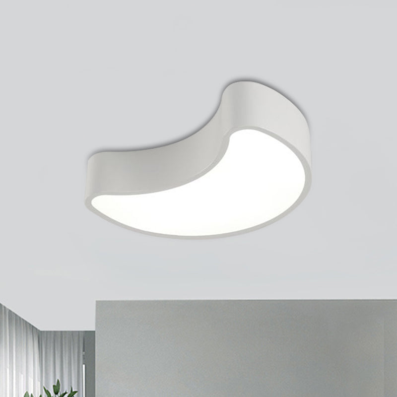 White/Red/Yellow Semi-Moon Ceiling Fixture Kids LED Acrylic Flush Mount Recessed Lighting for Leisure Area White Clearhalo 'Ceiling Lights' 'Close To Ceiling Lights' 'Close to ceiling' 'Flush mount' Lighting' 1907872