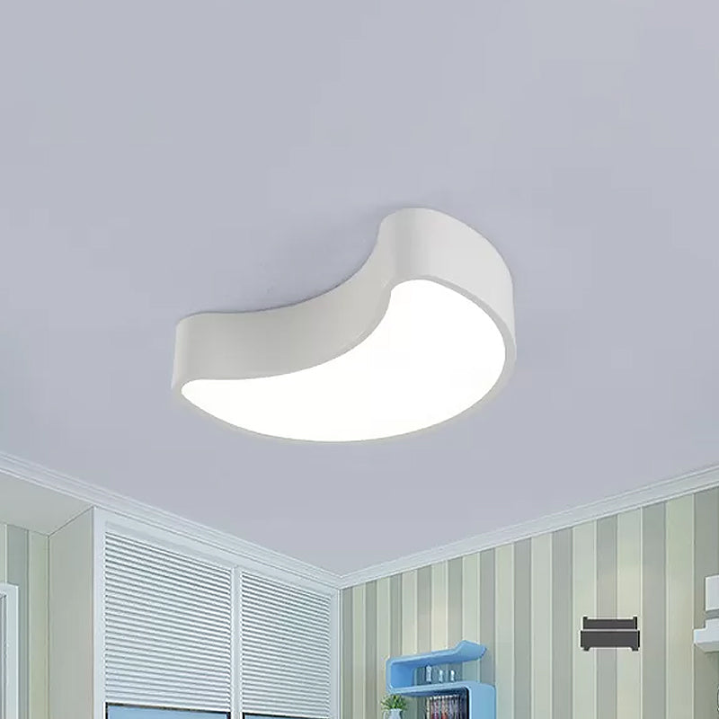 White/Red/Yellow Semi-Moon Ceiling Fixture Kids LED Acrylic Flush Mount Recessed Lighting for Leisure Area Clearhalo 'Ceiling Lights' 'Close To Ceiling Lights' 'Close to ceiling' 'Flush mount' Lighting' 1907873