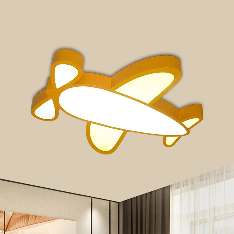 Kids LED Ceiling Mounted Lamp with Acrylic Shade Red/Yellow/Blue Battle-Plane Flush Light Fixture in Warm/White Light Yellow Clearhalo 'Ceiling Lights' 'Close To Ceiling Lights' 'Close to ceiling' 'Flush mount' Lighting' 1907880