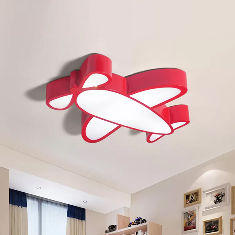 Kids LED Ceiling Mounted Lamp with Acrylic Shade Red/Yellow/Blue Battle-Plane Flush Light Fixture in Warm/White Light Red Clearhalo 'Ceiling Lights' 'Close To Ceiling Lights' 'Close to ceiling' 'Flush mount' Lighting' 1907884