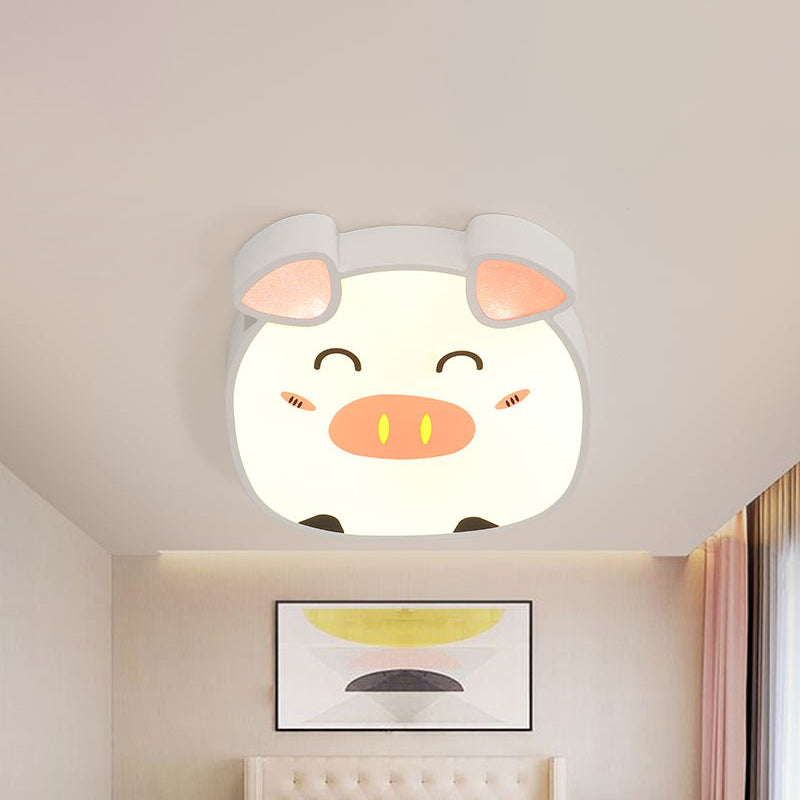 White Cartoon Pig Ceiling Flush Mount Light Kids LED Acrylic Flush Lighting in Warm/White/Natural Light White Clearhalo 'Ceiling Lights' 'Close To Ceiling Lights' 'Close to ceiling' 'Flush mount' Lighting' 1907928