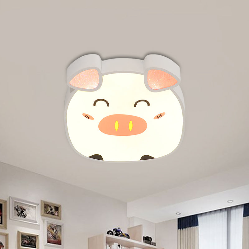 White Cartoon Pig Ceiling Flush Mount Light Kids LED Acrylic Flush Lighting in Warm/White/Natural Light Clearhalo 'Ceiling Lights' 'Close To Ceiling Lights' 'Close to ceiling' 'Flush mount' Lighting' 1907929