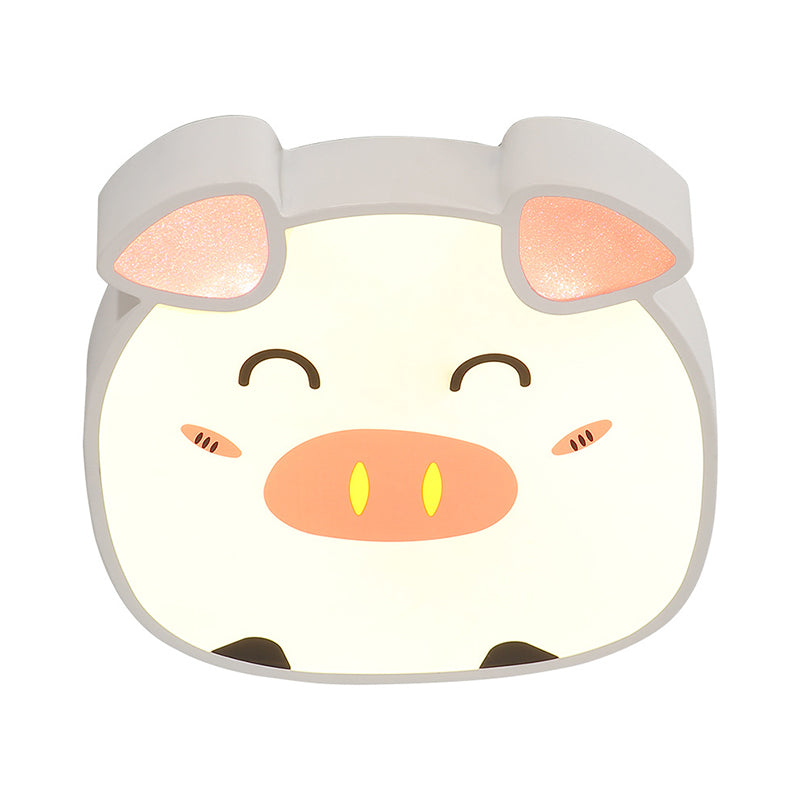 White Cartoon Pig Ceiling Flush Mount Light Kids LED Acrylic Flush Lighting in Warm/White/Natural Light Clearhalo 'Ceiling Lights' 'Close To Ceiling Lights' 'Close to ceiling' 'Flush mount' Lighting' 1907930