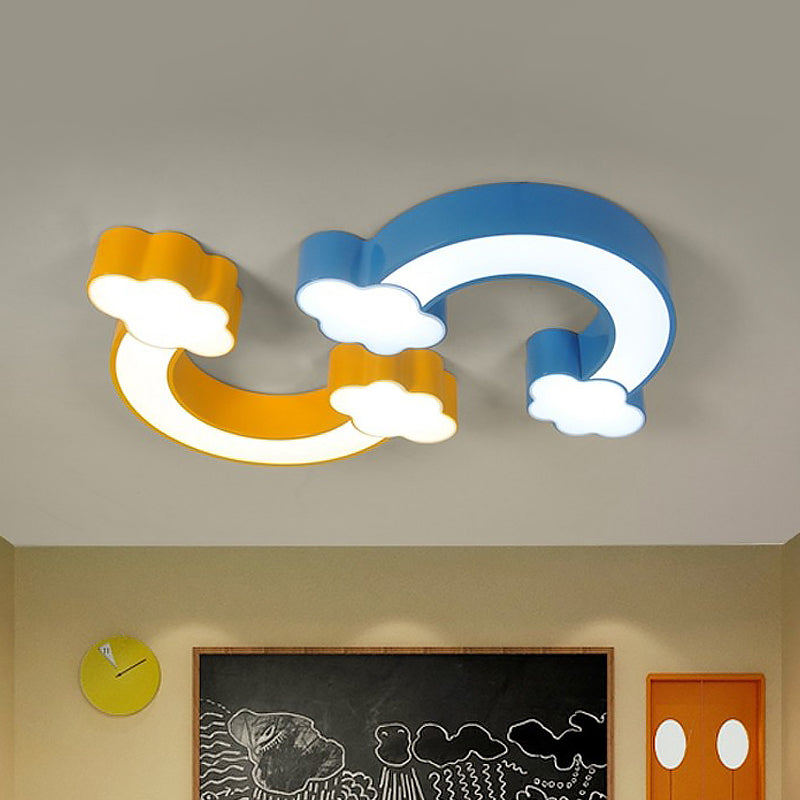 Cartoon Rainbow LED Flushmount Lighting Children Acrylic Yellow/Blue Ceiling Light Fixture in Warm/White Light Clearhalo 'Ceiling Lights' 'Close To Ceiling Lights' 'Close to ceiling' 'Flush mount' Lighting' 1907936