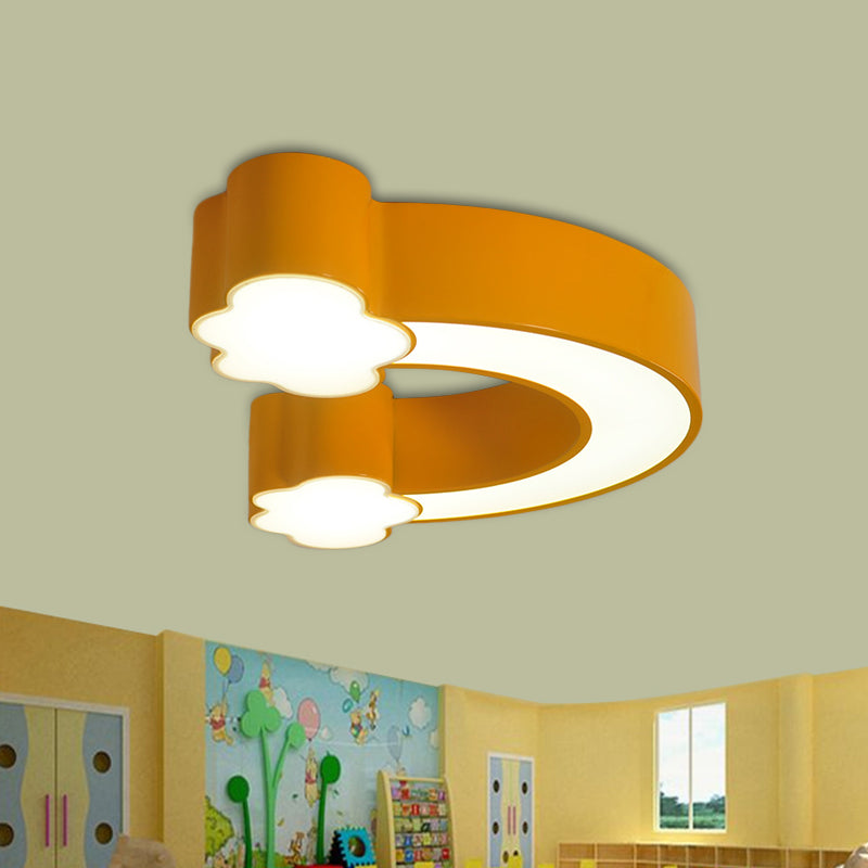 Cartoon Rainbow LED Flushmount Lighting Children Acrylic Yellow/Blue Ceiling Light Fixture in Warm/White Light Yellow Clearhalo 'Ceiling Lights' 'Close To Ceiling Lights' 'Close to ceiling' 'Flush mount' Lighting' 1907937