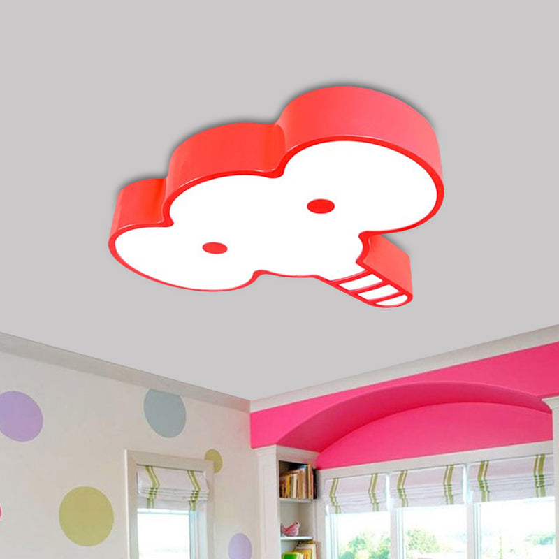 Elephant Face LED Flush Mount Fixture Kids Acrylic Red/Pink/Yellow Flush Ceiling Light for Bedchamber Clearhalo 'Ceiling Lights' 'Close To Ceiling Lights' 'Close to ceiling' 'Flush mount' Lighting' 1907949