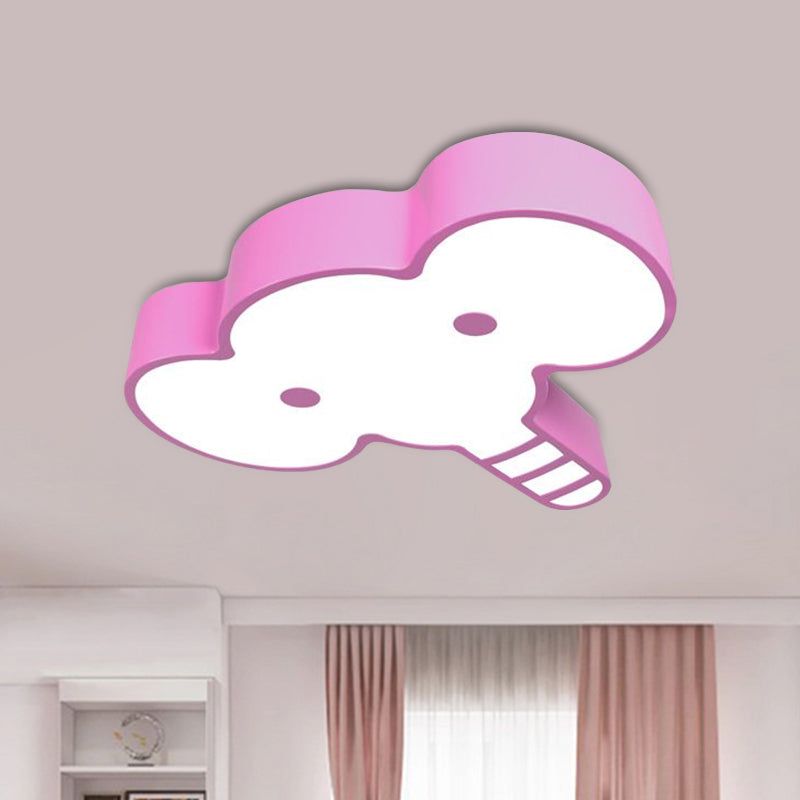 Elephant Face LED Flush Mount Fixture Kids Acrylic Red/Pink/Yellow Flush Ceiling Light for Bedchamber Pink Clearhalo 'Ceiling Lights' 'Close To Ceiling Lights' 'Close to ceiling' 'Flush mount' Lighting' 1907952