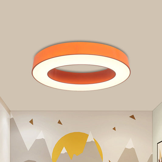 Orange Ring Flush Light Fixture Children LED Acrylic Close to Ceiling Lamp in Warm/White/Natural Light Orange Clearhalo 'Ceiling Lights' 'Close To Ceiling Lights' 'Close to ceiling' 'Flush mount' Lighting' 1907960