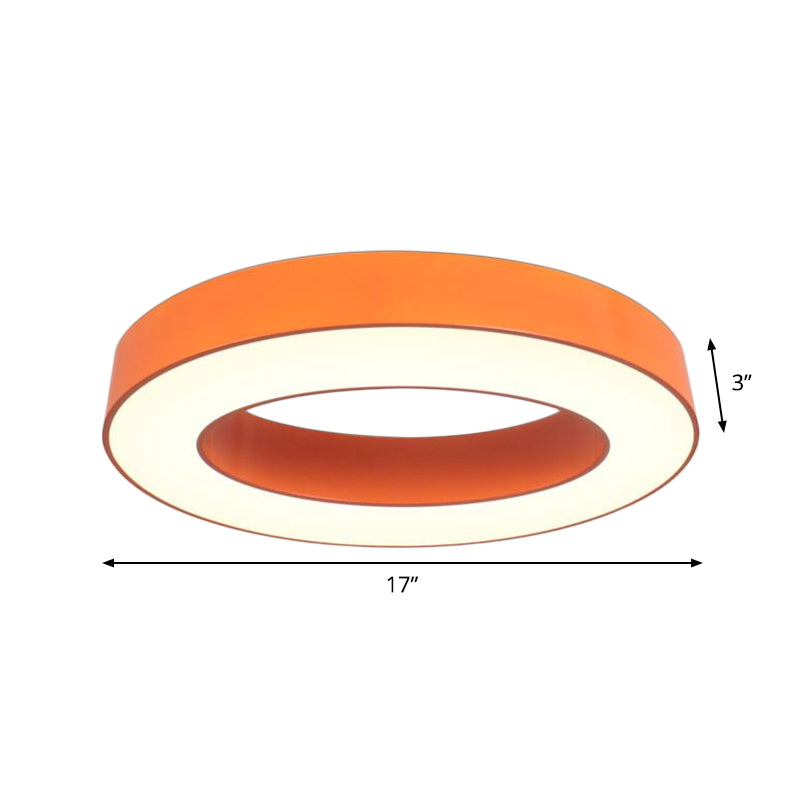 Orange Ring Flush Light Fixture Children LED Acrylic Close to Ceiling Lamp in Warm/White/Natural Light Clearhalo 'Ceiling Lights' 'Close To Ceiling Lights' 'Close to ceiling' 'Flush mount' Lighting' 1907963