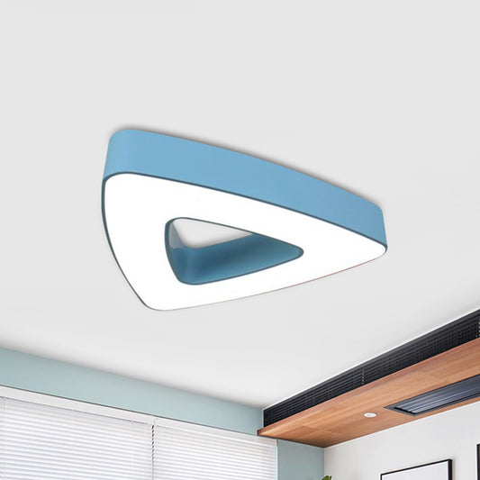 Acrylic Hollowed Triangle Flush Lighting Kids Red/Blue/Green LED Flushmount Ceiling Fixture in Warm/White Light Blue Clearhalo 'Ceiling Lights' 'Close To Ceiling Lights' 'Close to ceiling' 'Flush mount' Lighting' 1907964