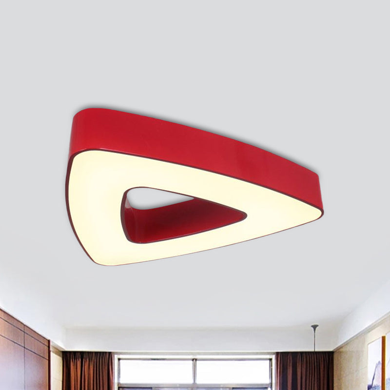 Acrylic Hollowed Triangle Flush Lighting Kids Red/Blue/Green LED Flushmount Ceiling Fixture in Warm/White Light Red Clearhalo 'Ceiling Lights' 'Close To Ceiling Lights' 'Close to ceiling' 'Flush mount' Lighting' 1907968