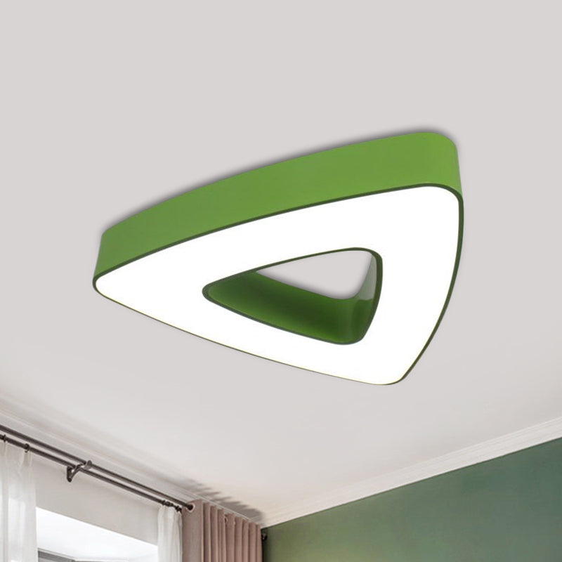 Acrylic Hollowed Triangle Flush Lighting Kids Red/Blue/Green LED Flushmount Ceiling Fixture in Warm/White Light Green Clearhalo 'Ceiling Lights' 'Close To Ceiling Lights' 'Close to ceiling' 'Flush mount' Lighting' 1907972