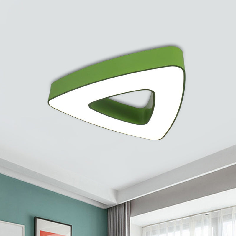 Acrylic Hollowed Triangle Flush Lighting Kids Red/Blue/Green LED Flushmount Ceiling Fixture in Warm/White Light Clearhalo 'Ceiling Lights' 'Close To Ceiling Lights' 'Close to ceiling' 'Flush mount' Lighting' 1907973