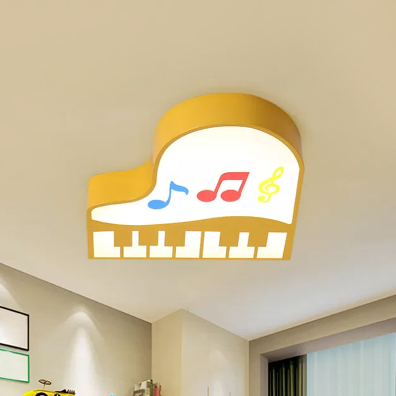 Red/Yellow/Pink Piano Flush Ceiling Light Children Style LED Acrylic Flush Mount Lighting Fixture, Warm/White Light Yellow Clearhalo 'Ceiling Lights' 'Close To Ceiling Lights' 'Close to ceiling' 'Flush mount' Lighting' 1908004