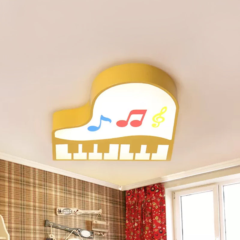 Red/Yellow/Pink Piano Flush Ceiling Light Children Style LED Acrylic Flush Mount Lighting Fixture, Warm/White Light Clearhalo 'Ceiling Lights' 'Close To Ceiling Lights' 'Close to ceiling' 'Flush mount' Lighting' 1908005