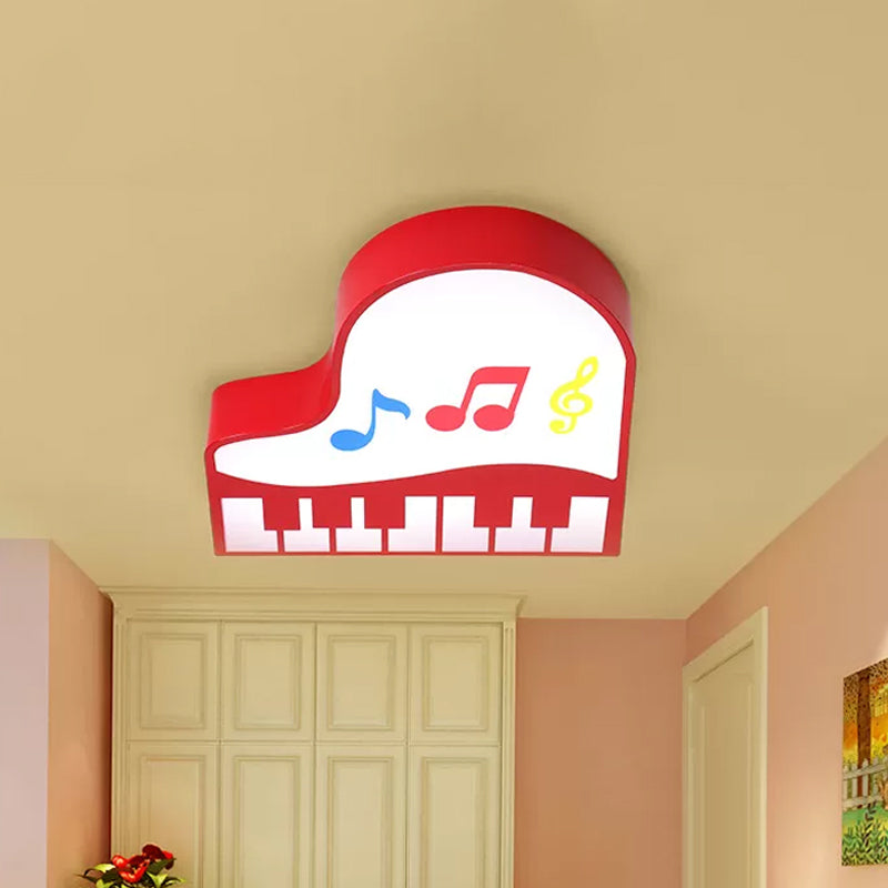 Red/Yellow/Pink Piano Flush Ceiling Light Children Style LED Acrylic Flush Mount Lighting Fixture, Warm/White Light Clearhalo 'Ceiling Lights' 'Close To Ceiling Lights' 'Close to ceiling' 'Flush mount' Lighting' 1908009