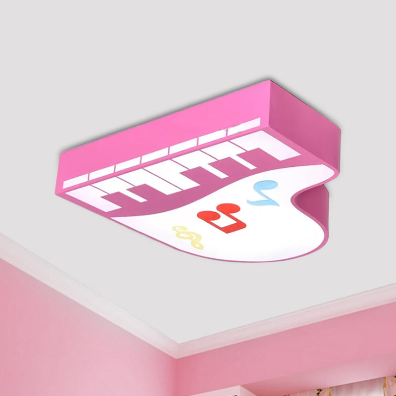 Red/Yellow/Pink Piano Flush Ceiling Light Children Style LED Acrylic Flush Mount Lighting Fixture, Warm/White Light Pink Clearhalo 'Ceiling Lights' 'Close To Ceiling Lights' 'Close to ceiling' 'Flush mount' Lighting' 1908012