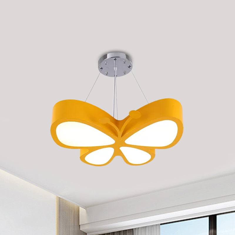 LED Bedroom Chandelier Lamp Kids Red/Yellow/Green Hanging Ceiling Light with Butterfly Acrylic Shade in Warm/White Light Yellow Clearhalo 'Ceiling Lights' 'Chandeliers' Lighting' options 1908016_0dce5a28-0d5c-4a70-b765-59646ad910a5