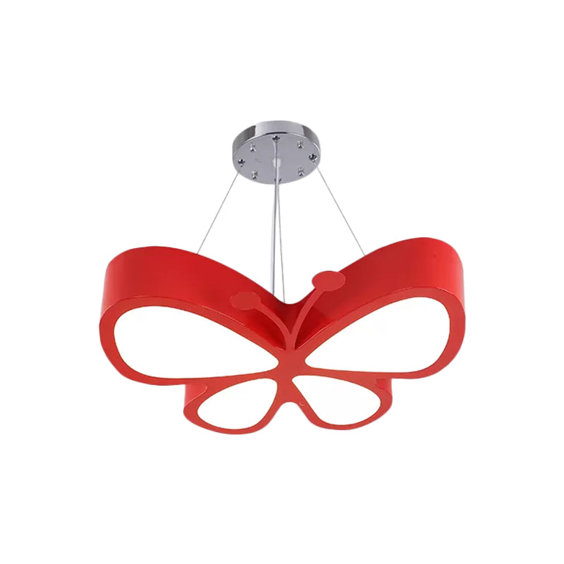 LED Bedroom Chandelier Lamp Kids Red/Yellow/Green Hanging Ceiling Light with Butterfly Acrylic Shade in Warm/White Light Clearhalo 'Ceiling Lights' 'Chandeliers' Lighting' options 1908022