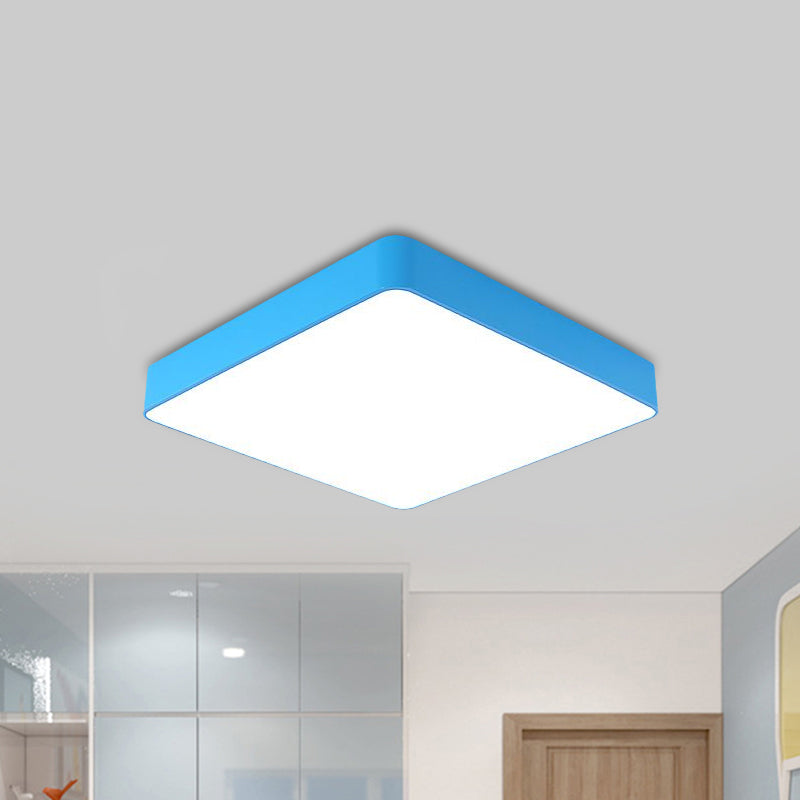 Square LED Flush Light Fixture Kids Acrylic White/Red/Yellow Finish Close to Ceiling Lamp in Warm/White Light Blue Clearhalo 'Ceiling Lights' 'Close To Ceiling Lights' 'Close to ceiling' 'Flush mount' Lighting' 1908032