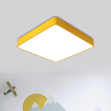 Square LED Flush Light Fixture Kids Acrylic White/Red/Yellow Finish Close to Ceiling Lamp in Warm/White Light Yellow Clearhalo 'Ceiling Lights' 'Close To Ceiling Lights' 'Close to ceiling' 'Flush mount' Lighting' 1908036