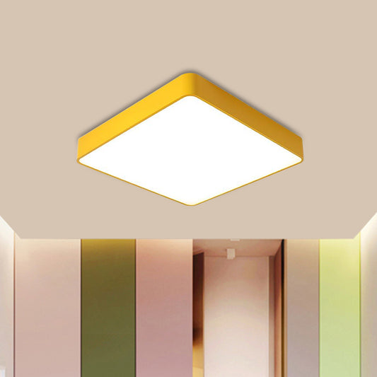 Square LED Flush Light Fixture Kids Acrylic White/Red/Yellow Finish Close to Ceiling Lamp in Warm/White Light Clearhalo 'Ceiling Lights' 'Close To Ceiling Lights' 'Close to ceiling' 'Flush mount' Lighting' 1908037