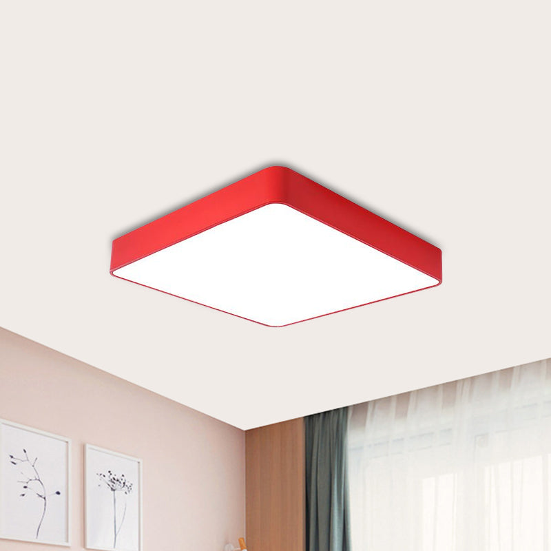 Square LED Flush Light Fixture Kids Acrylic White/Red/Yellow Finish Close to Ceiling Lamp in Warm/White Light Clearhalo 'Ceiling Lights' 'Close To Ceiling Lights' 'Close to ceiling' 'Flush mount' Lighting' 1908041