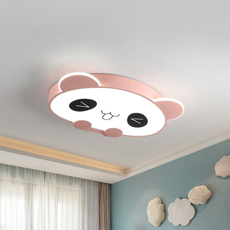 Black/Pink Cartoon Panda Ceiling Lighting Children LED Acrylic Flush Mount Light in Warm/White Light Pink Clearhalo 'Ceiling Lights' 'Close To Ceiling Lights' 'Close to ceiling' 'Flush mount' Lighting' 1908048