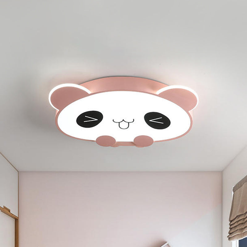 Black/Pink Cartoon Panda Ceiling Lighting Children LED Acrylic Flush Mount Light in Warm/White Light Clearhalo 'Ceiling Lights' 'Close To Ceiling Lights' 'Close to ceiling' 'Flush mount' Lighting' 1908049