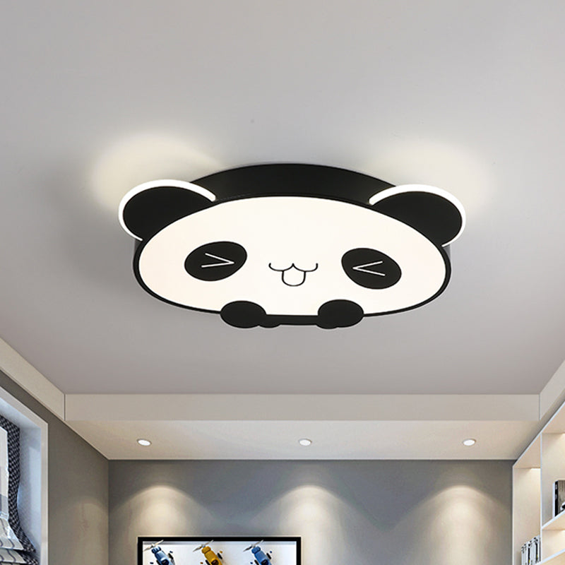 Black/Pink Cartoon Panda Ceiling Lighting Children LED Acrylic Flush Mount Light in Warm/White Light Black Clearhalo 'Ceiling Lights' 'Close To Ceiling Lights' 'Close to ceiling' 'Flush mount' Lighting' 1908052