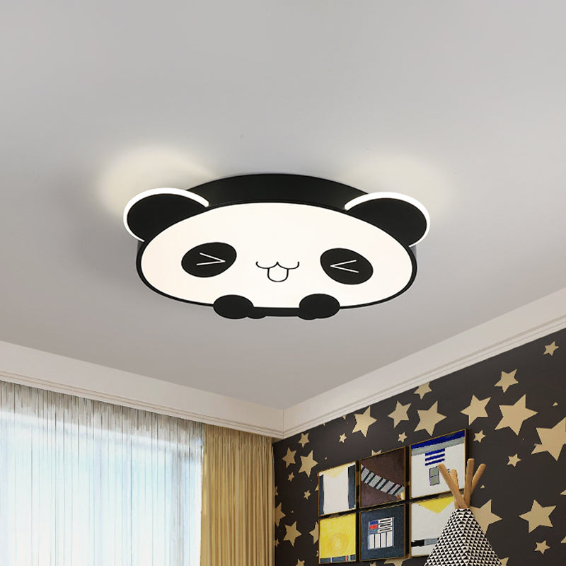 Black/Pink Cartoon Panda Ceiling Lighting Children LED Acrylic Flush Mount Light in Warm/White Light Clearhalo 'Ceiling Lights' 'Close To Ceiling Lights' 'Close to ceiling' 'Flush mount' Lighting' 1908053