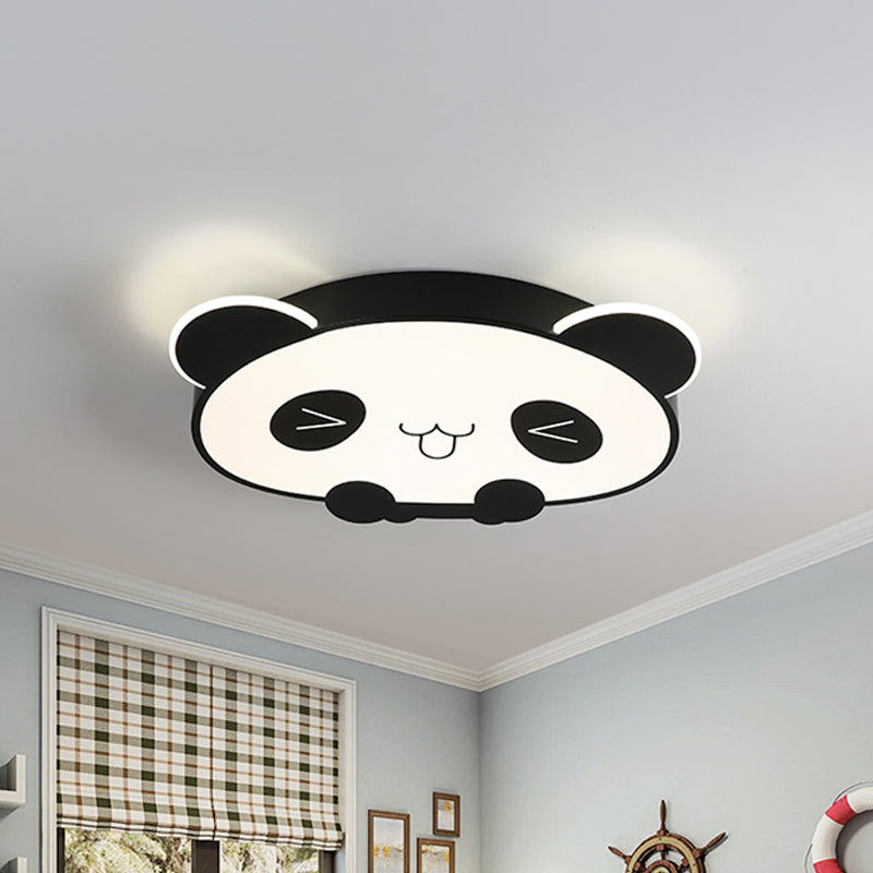 Black/Pink Cartoon Panda Ceiling Lighting Children LED Acrylic Flush Mount Light in Warm/White Light Clearhalo 'Ceiling Lights' 'Close To Ceiling Lights' 'Close to ceiling' 'Flush mount' Lighting' 1908054