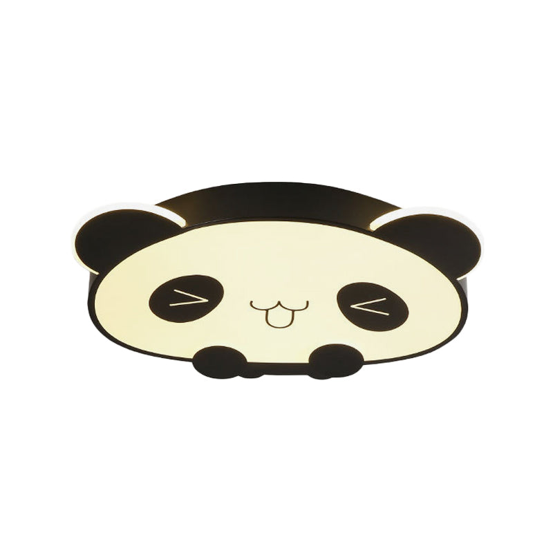 Black/Pink Cartoon Panda Ceiling Lighting Children LED Acrylic Flush Mount Light in Warm/White Light Clearhalo 'Ceiling Lights' 'Close To Ceiling Lights' 'Close to ceiling' 'Flush mount' Lighting' 1908055