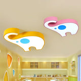 Elephant Kindergarten Flush Mount Lamp Acrylic LED Children Flush Ceiling Light Fixture in Pink/Yellow Clearhalo 'Ceiling Lights' 'Close To Ceiling Lights' 'Close to ceiling' 'Flush mount' Lighting' 1908056