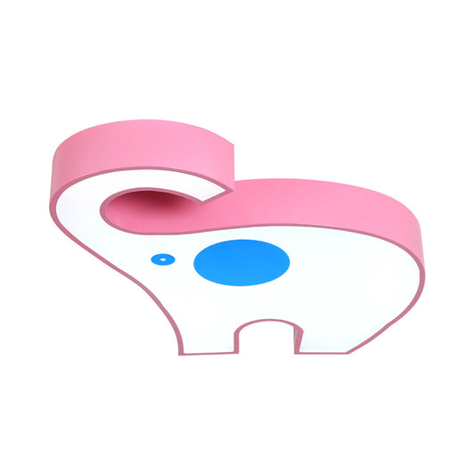 Elephant Kindergarten Flush Mount Lamp Acrylic LED Children Flush Ceiling Light Fixture in Pink/Yellow Pink Clearhalo 'Ceiling Lights' 'Close To Ceiling Lights' 'Close to ceiling' 'Flush mount' Lighting' 1908063