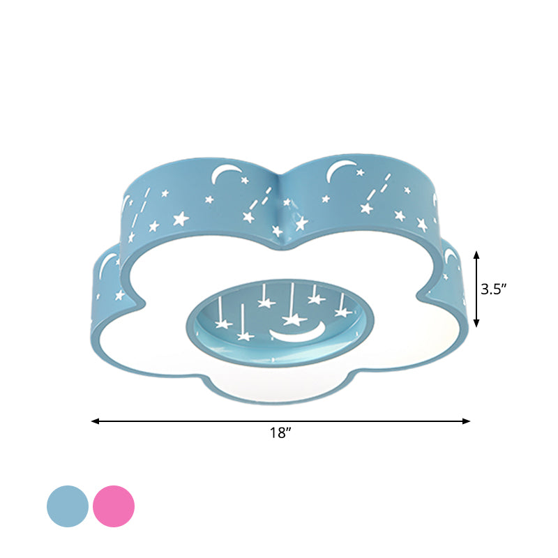 Hollow-Out Blossom Ceiling Light Creative Acrylic LED Playroom Flush Mount Lighting in Pink/Blue Clearhalo 'Ceiling Lights' 'Close To Ceiling Lights' 'Close to ceiling' 'Flush mount' Lighting' 1908067