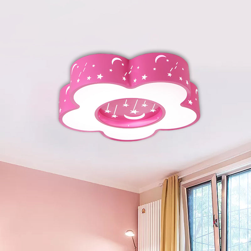 Hollow-Out Blossom Ceiling Light Creative Acrylic LED Playroom Flush Mount Lighting in Pink/Blue Clearhalo 'Ceiling Lights' 'Close To Ceiling Lights' 'Close to ceiling' 'Flush mount' Lighting' 1908069