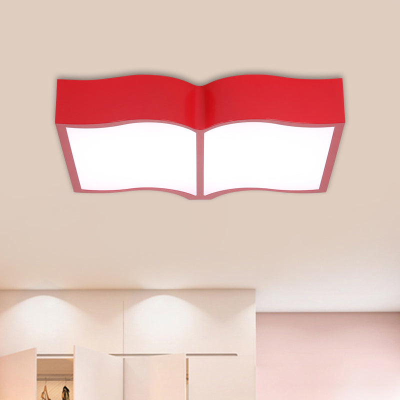 Book Flush Mount Lamp Fixture Simple Style Acrylic Red/Yellow/Blue LED Ceiling Lighting in Warm Light Red Warm Clearhalo 'Ceiling Lights' 'Close To Ceiling Lights' 'Close to ceiling' 'Flush mount' Lighting' 1908072