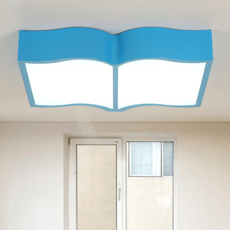 Book Flush Mount Lamp Fixture Simple Style Acrylic Red/Yellow/Blue LED Ceiling Lighting in Warm Light Blue Warm Clearhalo 'Ceiling Lights' 'Close To Ceiling Lights' 'Close to ceiling' 'Flush mount' Lighting' 1908080